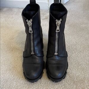 Rag & Bone Black Moto Boots with Silver Zipper